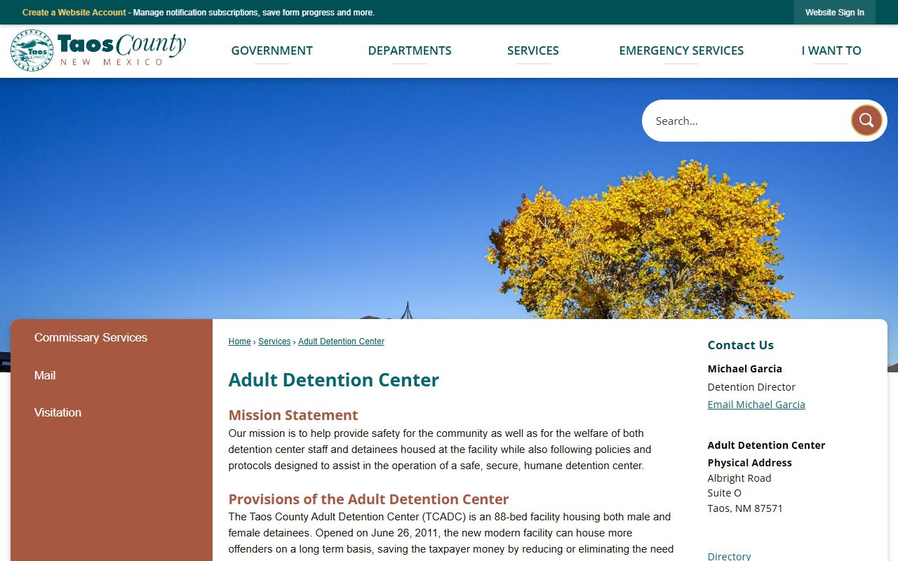 Taos County arrest records and court charges Adult Detention Center source