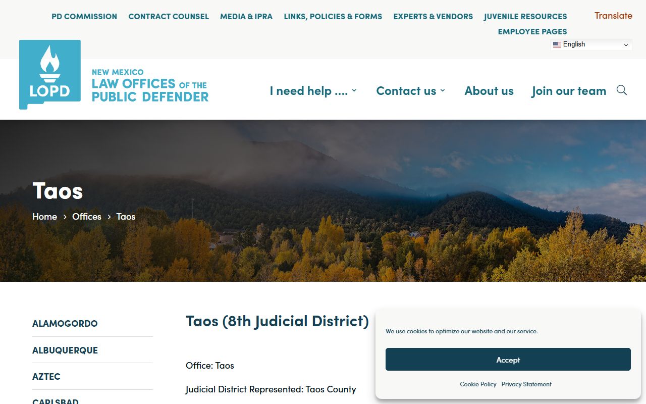 Taos County criminal court records public defender office source
