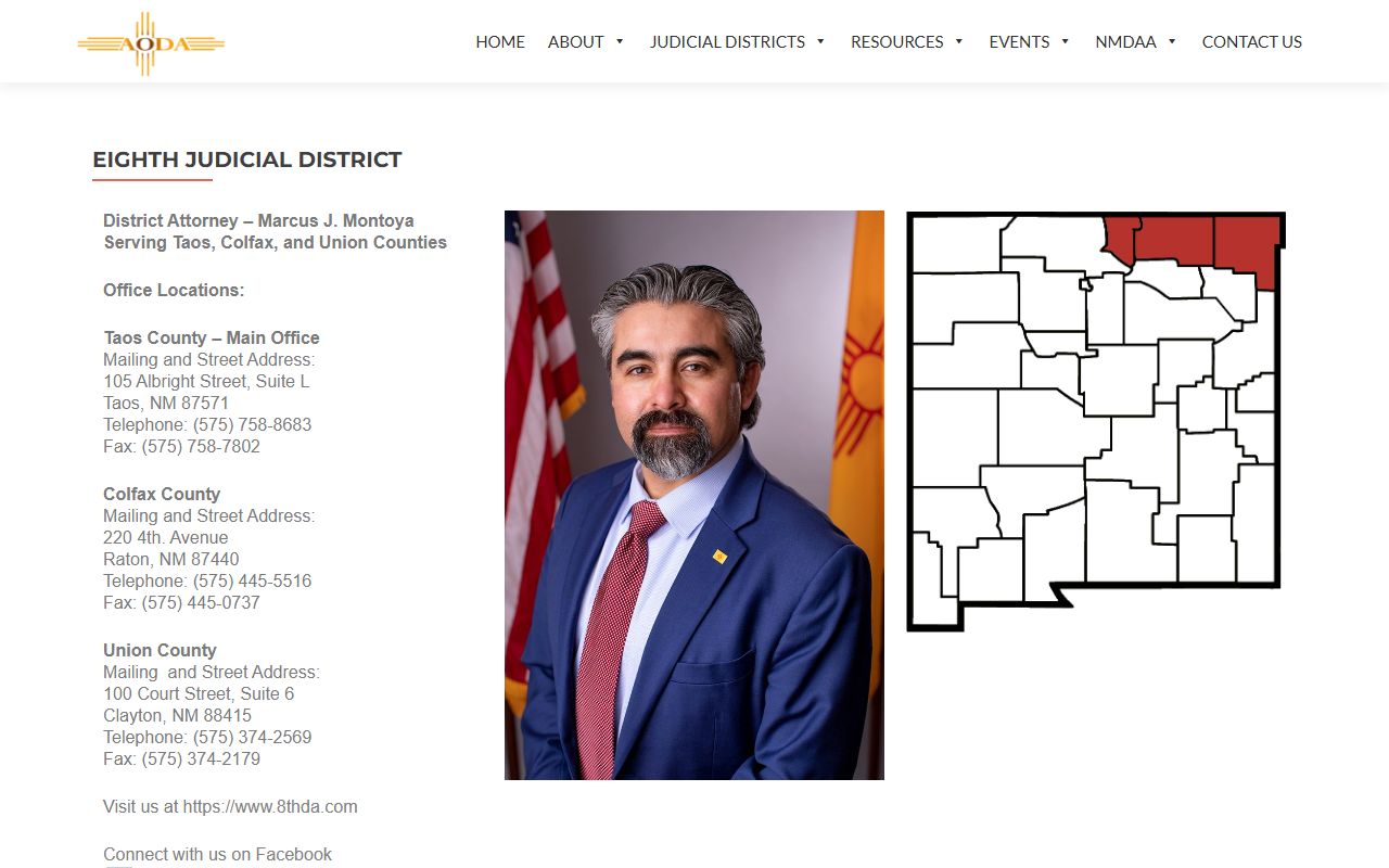 Taos County district court records and Eighth Judicial District Attorney office listing