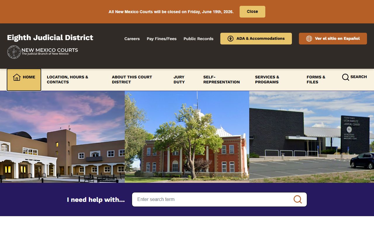 Taos County court records Eighth Judicial District access