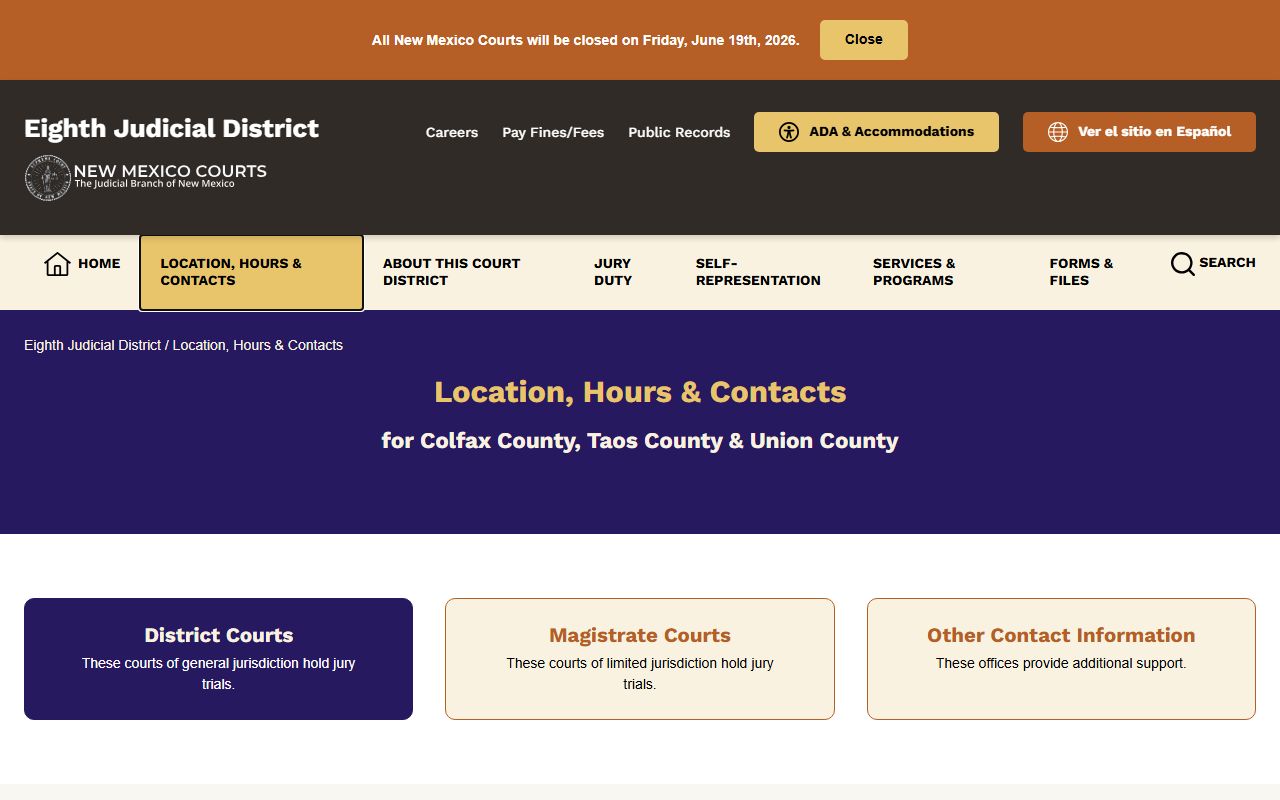 Taos County court records District and Magistrate Court contacts