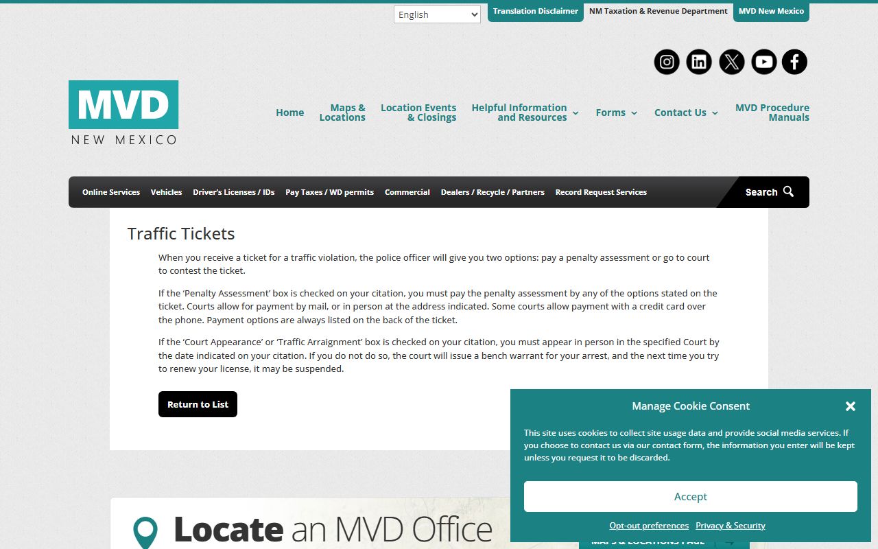 Taos County traffic court records New Mexico MVD traffic ticket guidance