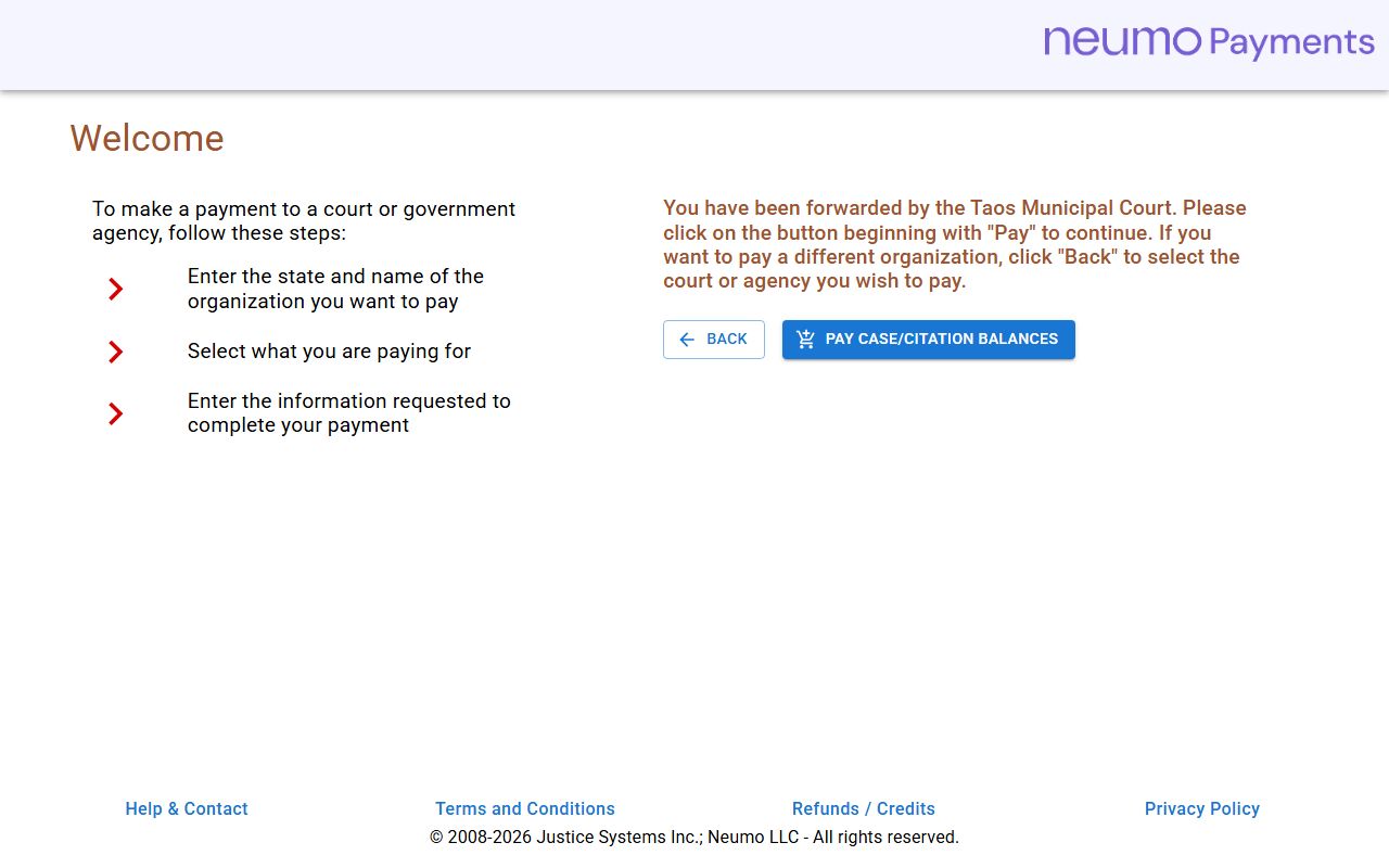 Taos County traffic court records Taos Municipal Court CitePay lookup